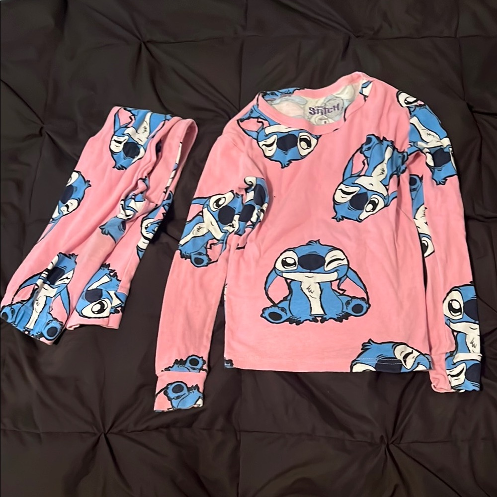 Pink and Blue Pajama Sets with Playful Stitch Print